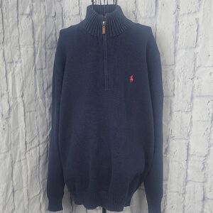 Polo by Ralph Lauren Navy Blue Half Zip Men's‎ Sweater XXL